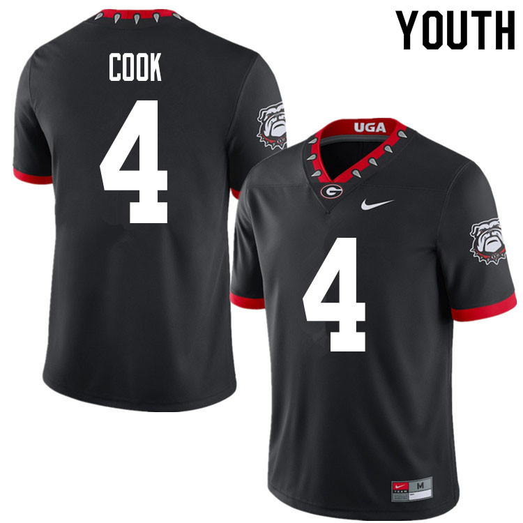 2020 Youth #4 James Cook Georgia Bulldogs Mascot 100th Anniversary College Football Jerseys Sale-Bla - Click Image to Close